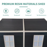 Load image into Gallery viewer, 8 x 4ft Outdoor Resin Garden Shed with Floor and 2 Windows, with Lockable Door