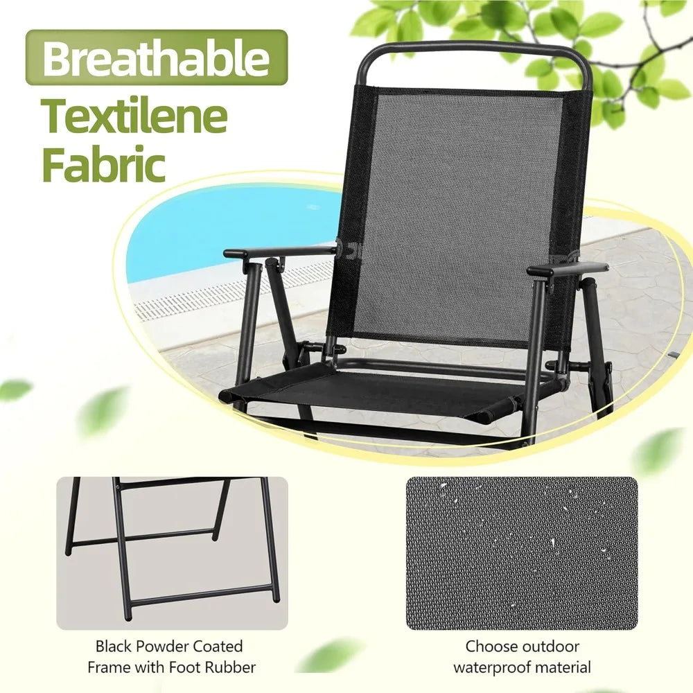 6 Piece Patio Dining Set, Small Metal Outdoor Garden Patio Table and Chair Set w/Umbrella