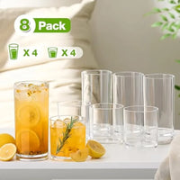 Load image into Gallery viewer, Unbreakable Plastic Drinking Glasses, Set of 8 - 14 oz Rocks and 20 oz Water Cups