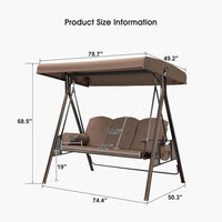 Load image into Gallery viewer, 3-Seat Deluxe Outdoor Patio Porch Swing with Weather Resistant Steel Frame, Adjustable Tilt Canopy, Cushions and Pillow Included