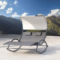 Load image into Gallery viewer, Outdoor Double Rocking  Chaise Lounge Chair with Sun Shade &amp; Wheels