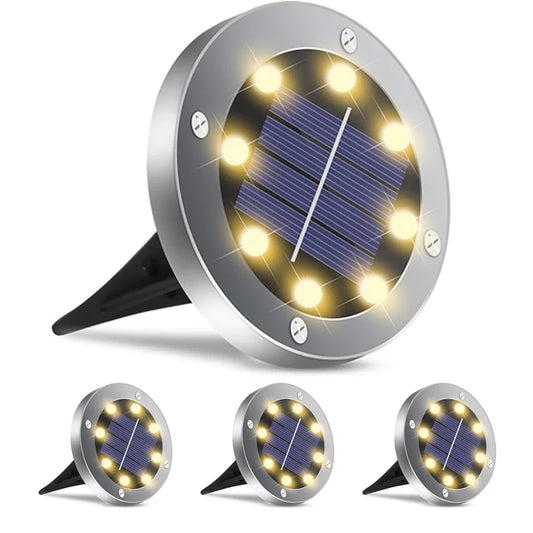 4 or 8pc Solar Lights, 8 LED Solar Landscape Lighting for Garden, Yard, Pathway (Cool/Warm White)