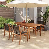 Load image into Gallery viewer, Acacia Wood Patio Dining Set for 6-8, Outdoor Expandable Table and Chairs Set. ***Umbrella and Base Not Included***