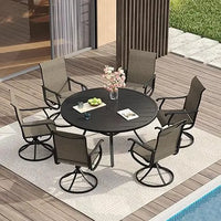 Load image into Gallery viewer, Patio Dining Set for 6, 7 Pieces Includes 53" Round Patio Table with Umbrella Hole and 6 Outdoor Swivel Chairs