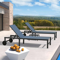 Load image into Gallery viewer, Chaise Lounge Chairs Set, Adjustable Recliner Chair with Wheels and Table