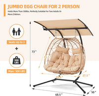 Load image into Gallery viewer, Oversized Cushioned Double Egg Swing Chair /  Hammock  with Adjustable Canopy