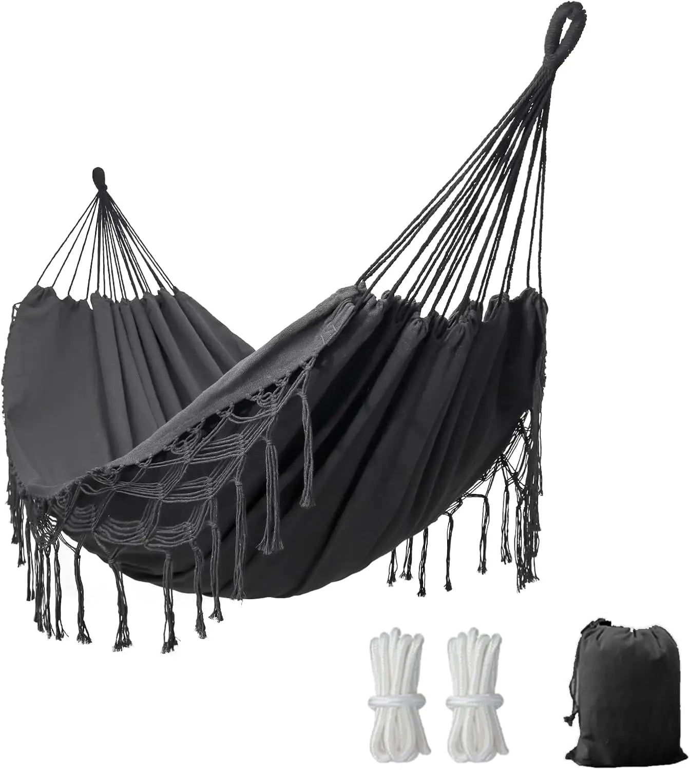 Macrame Hammock, Tie Ropes and Drawstring Bag Included