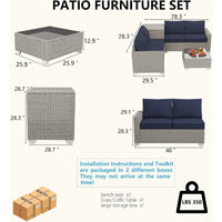 Load image into Gallery viewer, 4 Piece Patio Furniture Set with Storage Box, PE Rattan, Tempered Glass