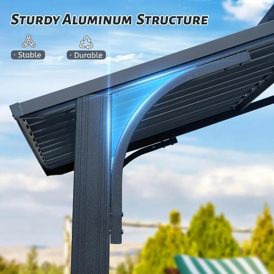 8 × 5 ft Hardtop Gazebo with Galvanized Steel Double Roof