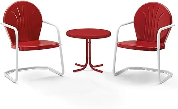 3-Piece Retro Metal Bistro Patio Outdoor Chair and Side Table Set