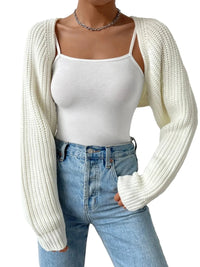 Load image into Gallery viewer, Women's Open Front Cropped Cardigan, Long Sleeve, Solid Color, Ribbed Knit Shrug Sweater Bolero Tops