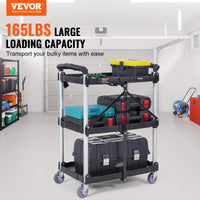 Load image into Gallery viewer, 3 Tier Folding, Rolling Utility Cart