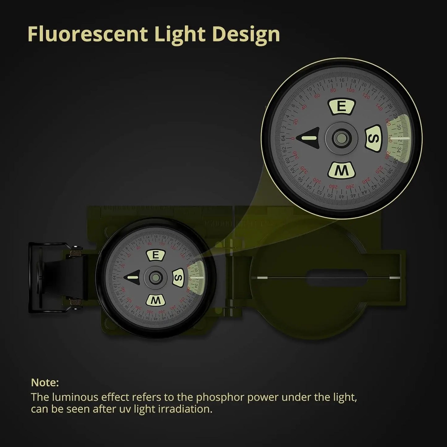 Professional Military Compass, 3000 Gauss, Waterproof with Carry Bag for Navigation, Hiking, Camping, Hunting.