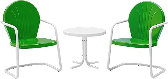 3-Piece Retro Metal Bistro Patio Outdoor Chair and Side Table Set