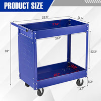 Load image into Gallery viewer, 2 Tier Heavy Duty Metal Rolling Tool Cart, 330 Lbs Capacity