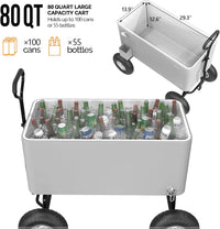 Load image into Gallery viewer, 80 Quart Wagon Rolling Ice Chest w/Long Handle and 10" Wheels
