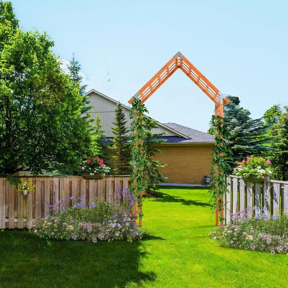9.4 ft Wooden Garden Arbor, Wedding Arch for Ceremony, Wood Garden Trellis for Plant Climbing, Pergola for Garden Backyard