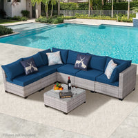 Load image into Gallery viewer, Outdoor Patio Furniture, 7 Piece Sectional Sofa, PE Rattan &amp; Wicker with Thick Cushions
