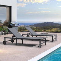 Load image into Gallery viewer, Chaise Lounge Chairs Set, Adjustable Recliner Chair with Wheels and Table