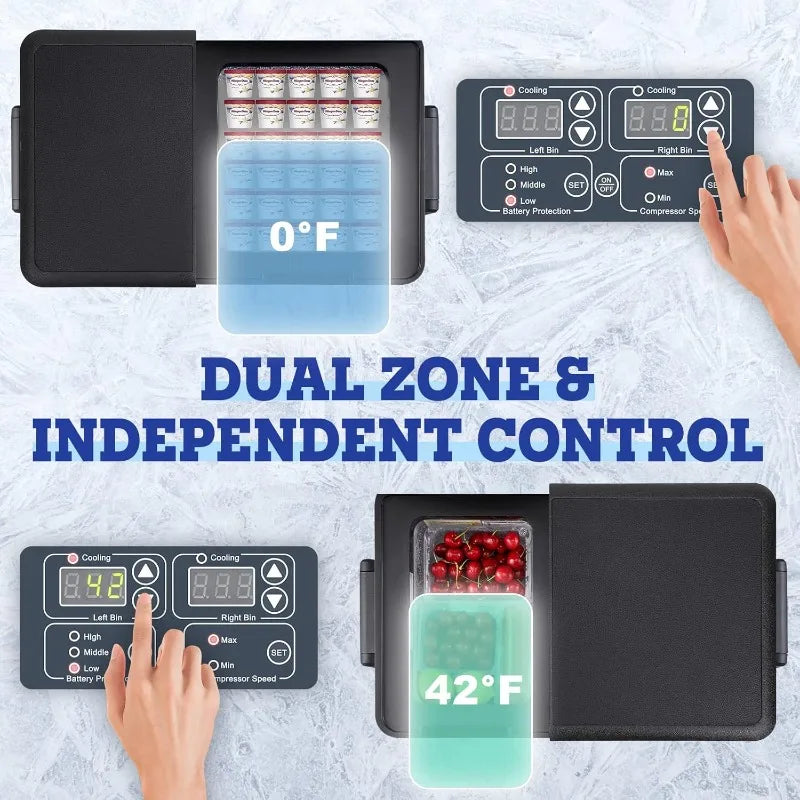 PT45 Electric Portable Refrigerator/Freezer, 45L Dual Zone, 12 Volt