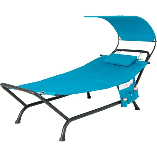 Hanging Hammock with Stand and Canopy with Cushion and Pillow