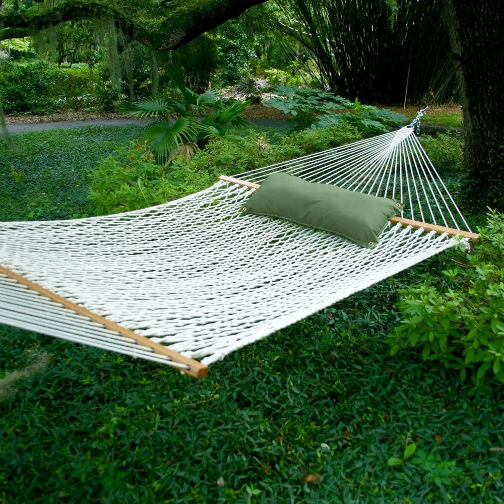 Deluxe Antique Brown DURACORD Rope Hammock with Extension Chains & Tree Hooks, Accommodates 2 People