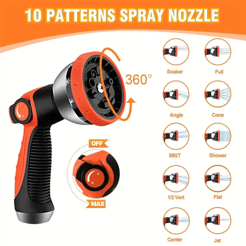 100 FT and 50 FT Stainless Steel Flexible Garden Hose, Kink-Free & No-Leak, with 10 Functions Adjustable Spray Nozzle