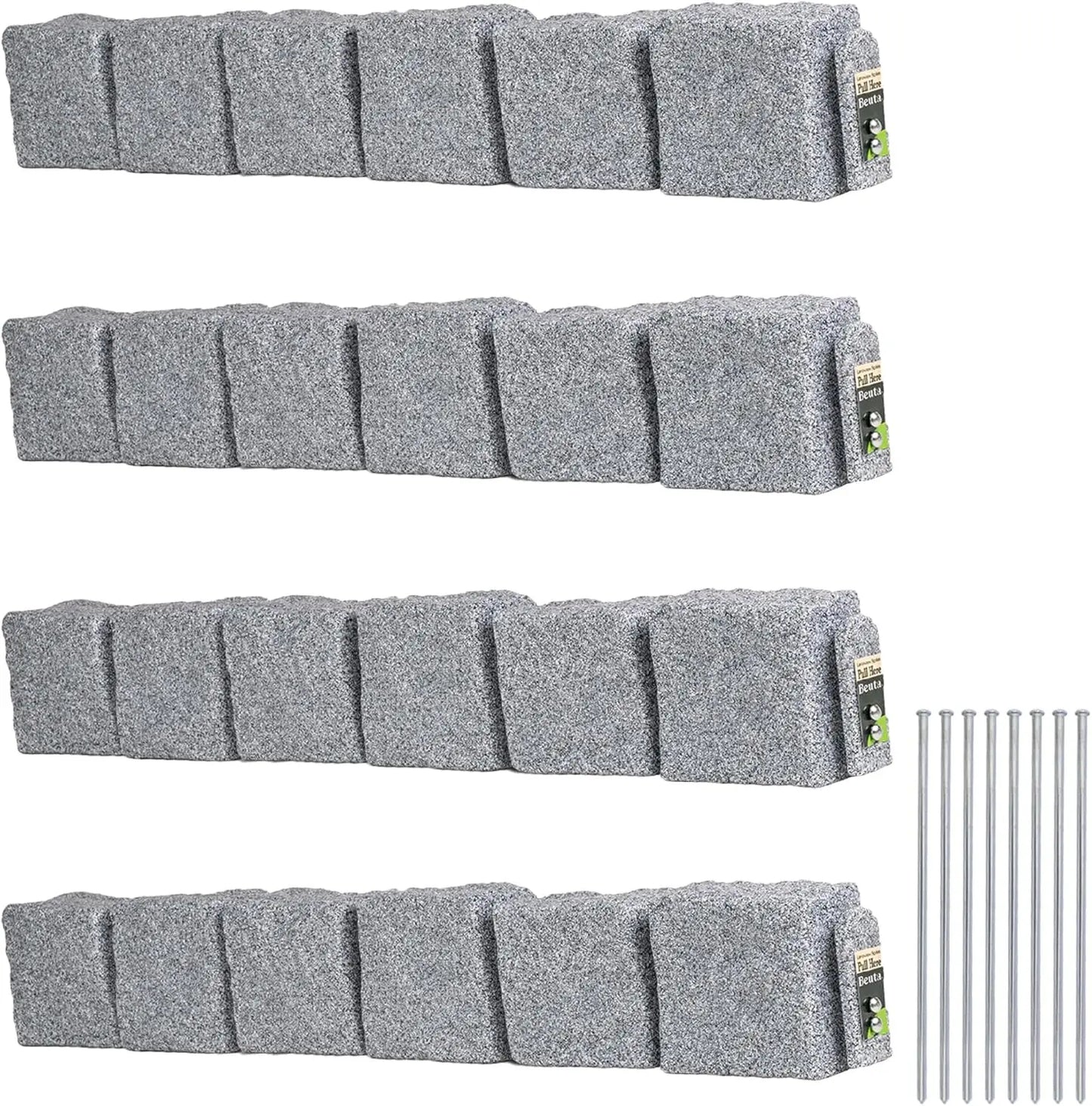 Faux Stone Blocks for Lawn Edging, Flower Beds & Yard Edging – 4 Pack