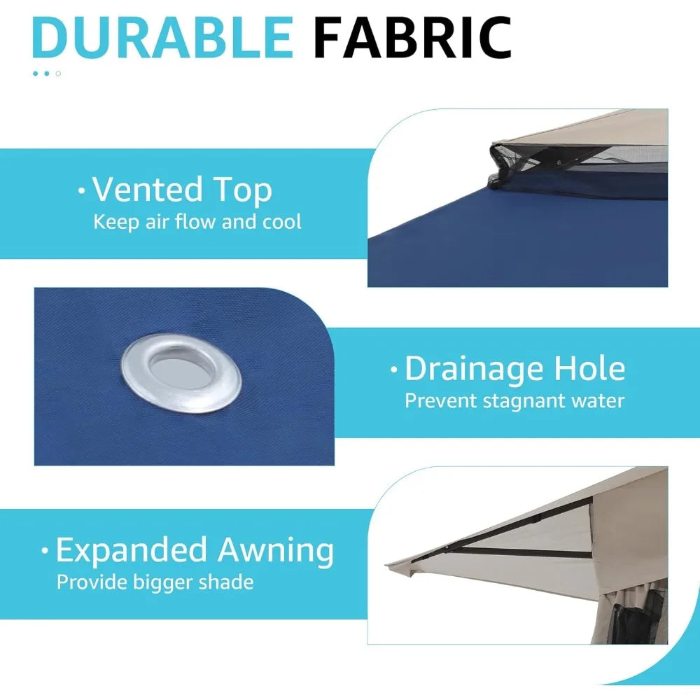 13’x13’ Pop Up Gazebo, Outdoor Canopy Tent Shade with Metal Frame, Mosquito Netting for Patio, Garden, Lawn, Backyard