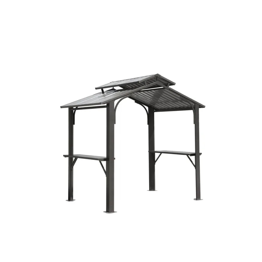 8 × 5 ft Hardtop Gazebo with Galvanized Steel Double Roof