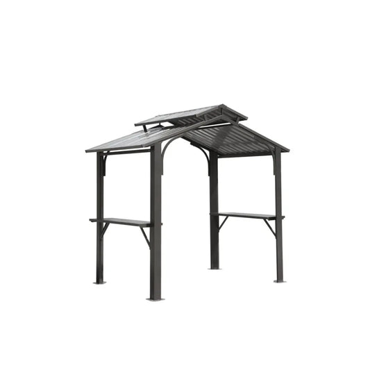8 × 5 ft Hardtop Gazebo with Galvanized Steel Double Roof