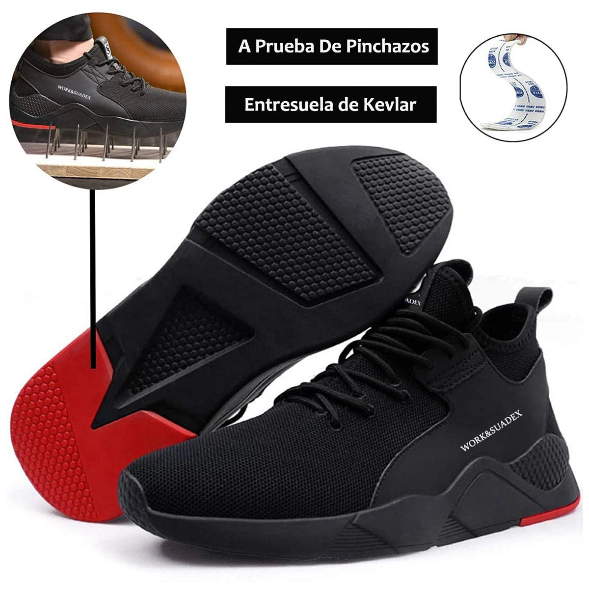 Men's Safety Shoes, Steel Toe Cap, Anti-Smashing, Puncture Proof Construction, Non-Slip, Breathable