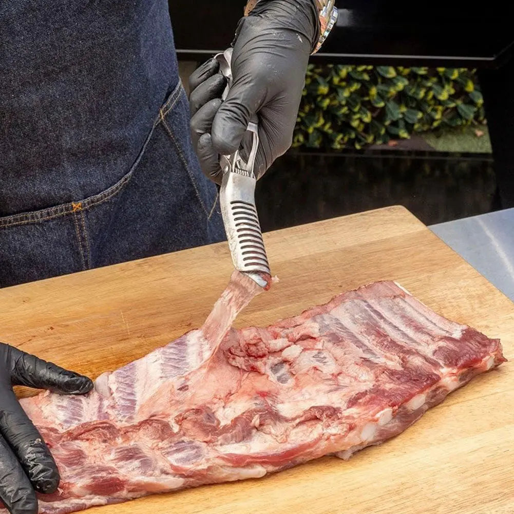 Stainless Steel BBQ Rib Membrane Remover, Catfish Skinner