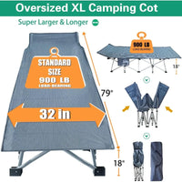 Load image into Gallery viewer, 2 Pack XXL Cot 79" L x 32" W x 18" H Camping Cot with Comfortable Mattress, with Carry Bag