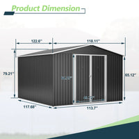 Load image into Gallery viewer, Outdoor Metal Storage Shed 10x10 FT with Lockable Doors