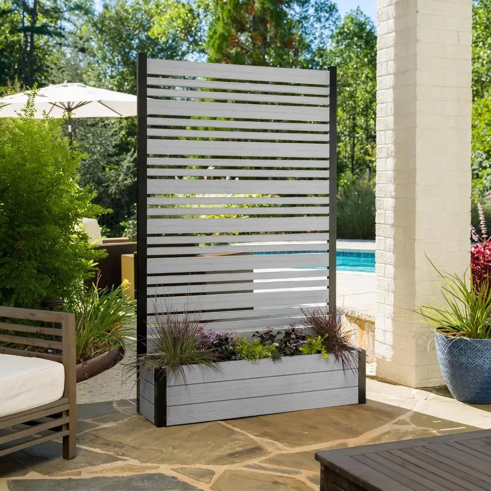 6ft H x 3.8ft W x1ft L Freestanding Patio Privacy Screen w/Planter Box