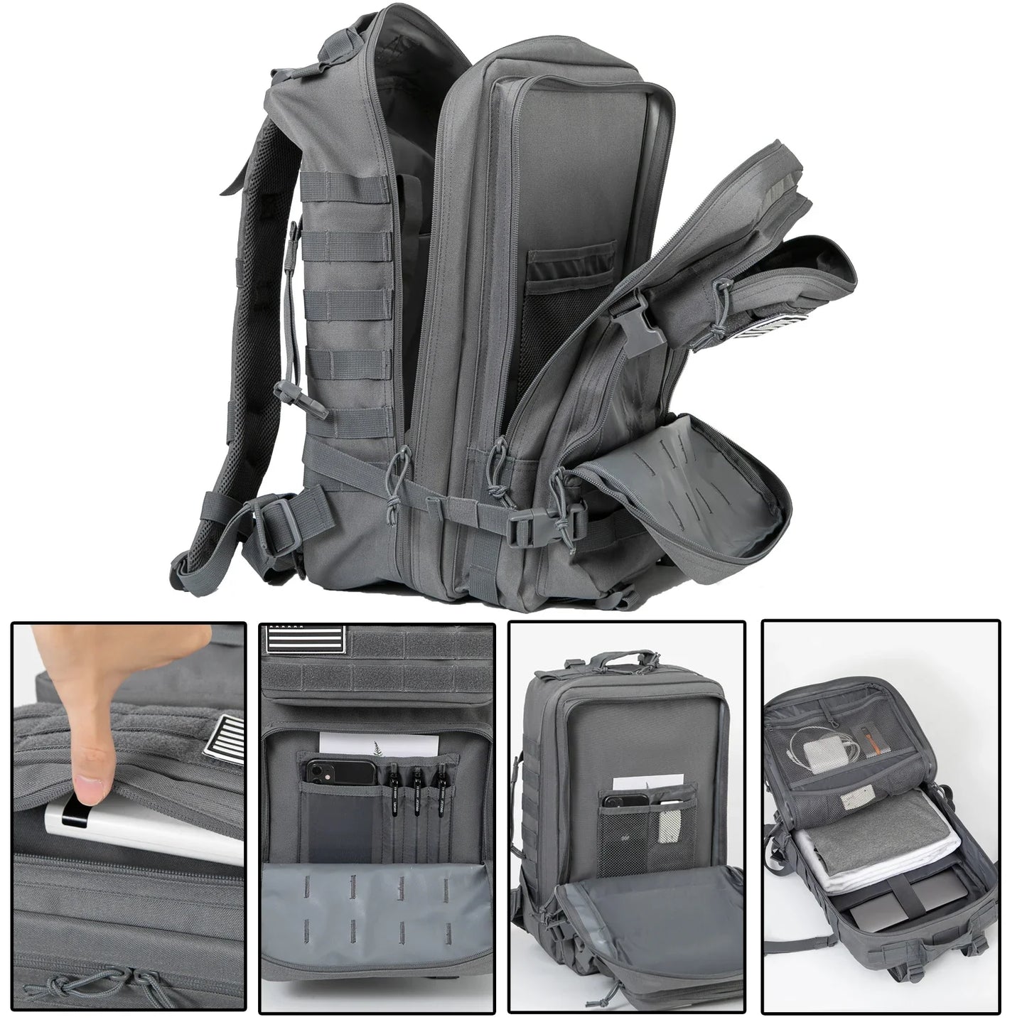 45L Tactical Heavy Duty Backpack Molle for Survival Assault Pack CCW 3 Day Survival Bag for Hiking, Trekking