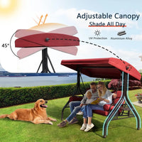 Load image into Gallery viewer, 3-Seat Outdoor Patio Porch Swing with Adjustable and Removable Canopy, Waterproof Fabric, Cushion Pillow And Foldable Side Tray