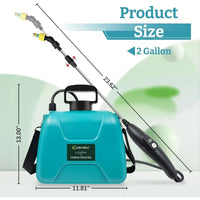 Load image into Gallery viewer, 2 Gallon Electric Garden Sprayer, Battery Powered Sprayer with 3 Mist Nozzles and Retractable Wand, USB rechargeable handle