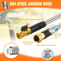 Load image into Gallery viewer, 100 FT and 50 FT Stainless Steel Flexible Garden Hose, Kink-Free &amp; No-Leak, with 10 Functions Adjustable Spray Nozzle