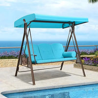 Load image into Gallery viewer, 3-Seat Deluxe Outdoor Patio Porch Swing with Weather Resistant Steel Frame, Adjustable Tilt Canopy, Cushions and Pillow Included