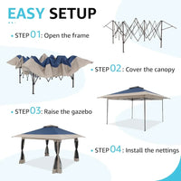 Load image into Gallery viewer, 13’x13’ Pop Up Gazebo, Outdoor Canopy Tent Shade with Metal Frame, Mosquito Netting for Patio, Garden, Lawn, Backyard