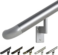 Load image into Gallery viewer, 9ft ADA Handrail Kit - Complete Indoor/Outdoor Handrail for Stairs - 1.6" Round Anodized Aluminum Railing