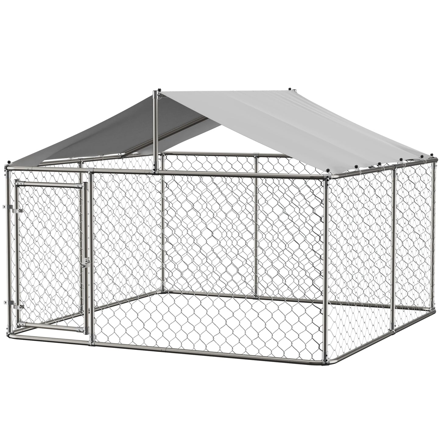 7.5 x 7.5 ft Heavy Duty Outdoor Dog Kennel with Large Shade Tarp