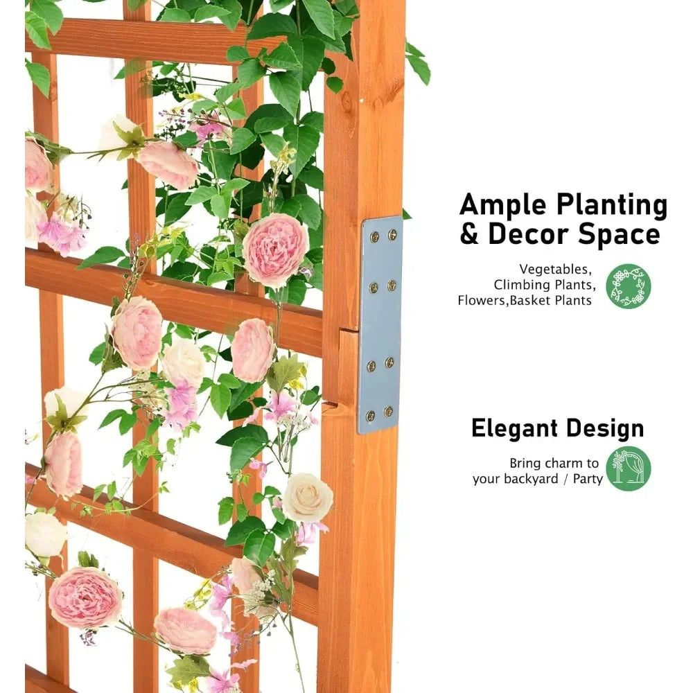 9.4 ft Wooden Garden Arbor, Wedding Arch for Ceremony, Wood Garden Trellis for Plant Climbing, Pergola for Garden Backyard