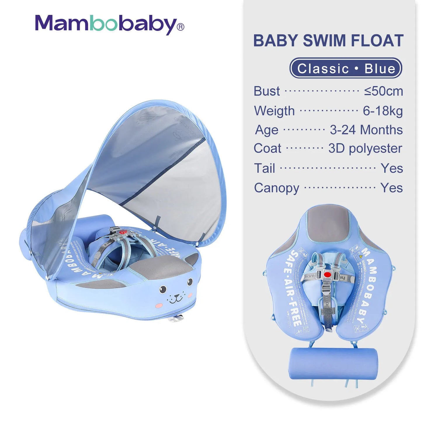 Baby Float with Sunshade Canopy and Crotch Strap