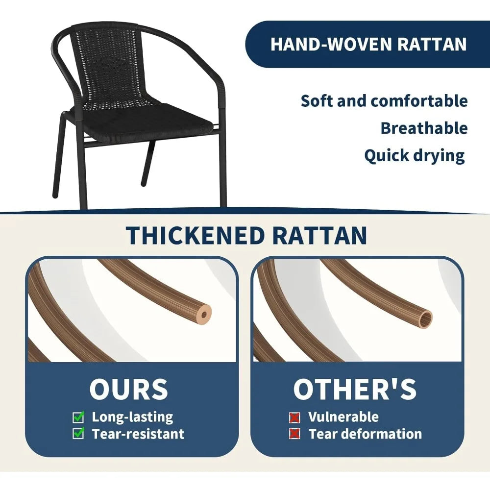 Dining Chairs Set of 6, Rattan Patio Chairs Wicker, Stackable Indoor-Outdoor Chair, Bistro, Deck, Yard, Porch, Restaurant