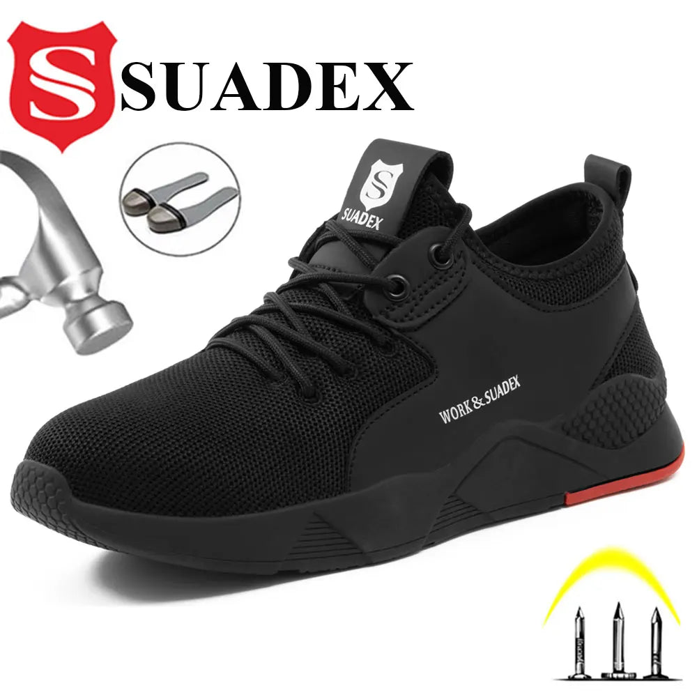 Men's Safety Shoes, Steel Toe Cap, Anti-Smashing, Puncture Proof Construction, Non-Slip, Breathable