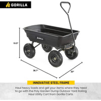 Load image into Gallery viewer, Heavy Duty Poly Utility Dump Wagon/Garden Cart w/Pneumatic Tires, 4 Cu Ft - 600 lb Capacity Wheelbarrow