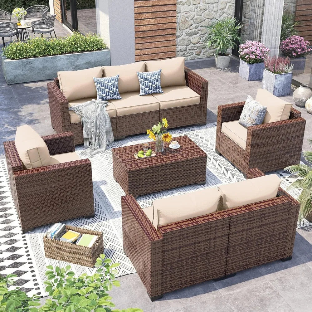 5 Piece Patio Furniture Set with Storage Table and Waterproof covers